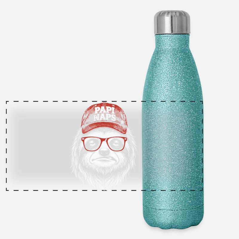 Gorilla Hipster mit roter Mütze - Panorama Glitzer Isolierflasche 500 ml - Blau Glitzer