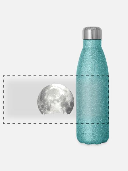 full moon skyline - Panorama Glitzer Isolierflasche 500 ml - Blau Glitzer - Vorne