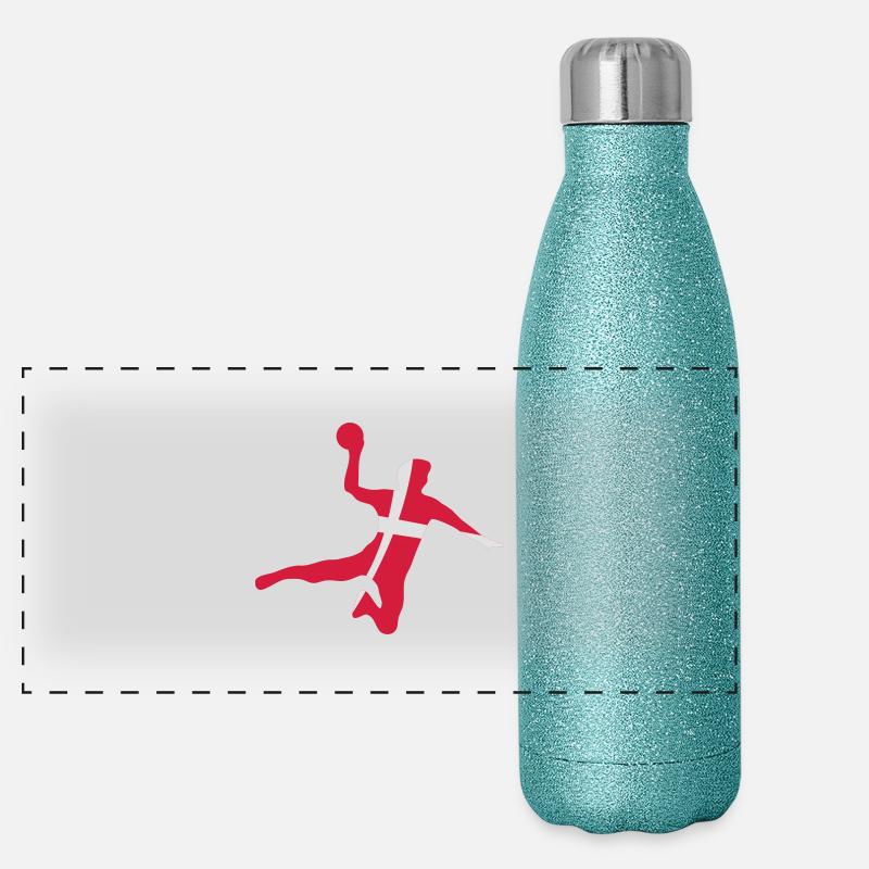 handball denmark - Panoramic Glitter Thermal Bottle 500 ml - blue glitter