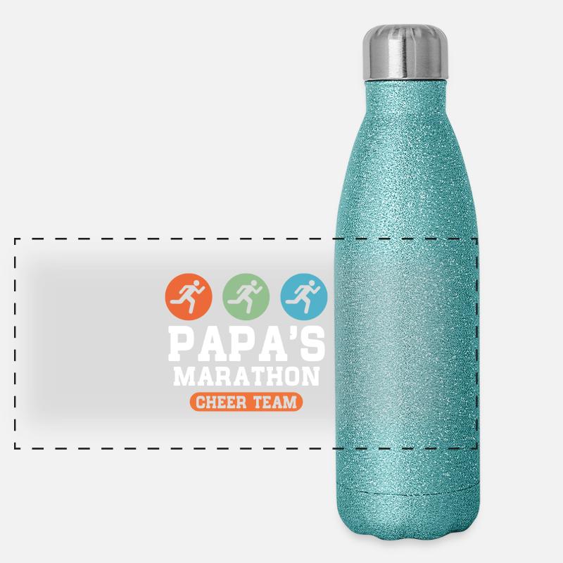 Papas Marathon Cheer Team - Panorama Glitzer Isolierflasche 500 ml - Blau Glitzer