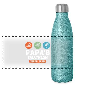 Triathlon Papa - Gourde isotherme panoramique pailletée 500 ml - paillettes bleues - Devant