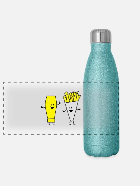 mayonnaise french fries - Panorama Glitzer Isolierflasche 500 ml - Blau Glitzer - Vorne