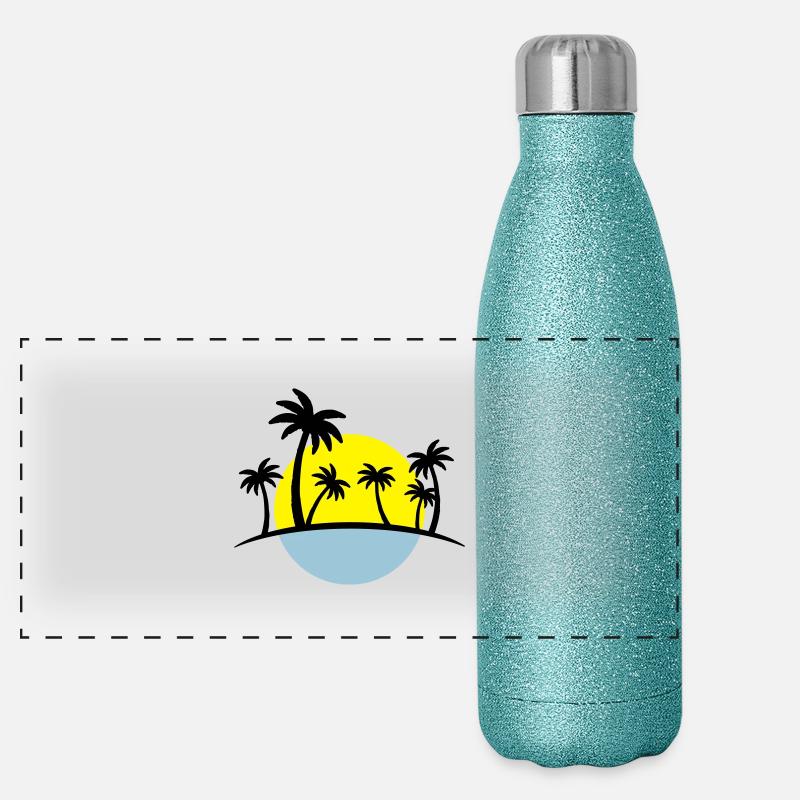 island sun palm Panorama Glitzer Isolierflasche 500 ml
