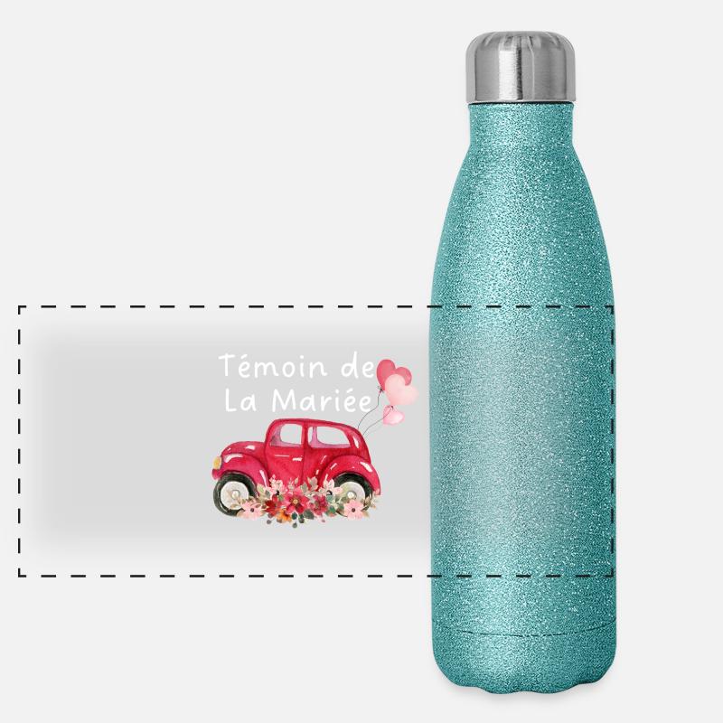 Bride's Witness Car Floral Bride Panoramic Glitter Thermal Bottle 500 ml