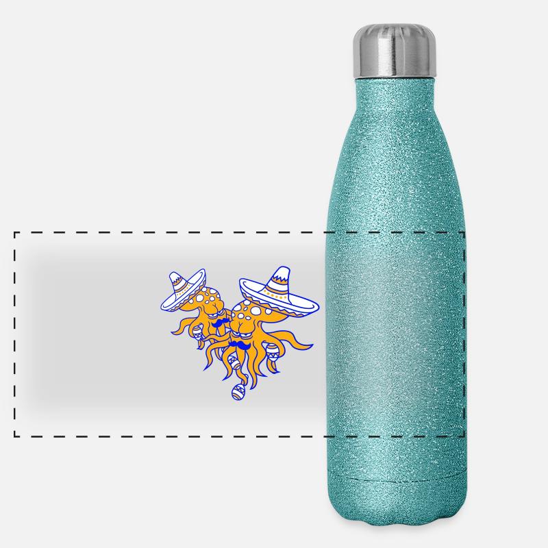 2 Octopus Équipe de musique de chapeau de culture mexicaine Gourde isotherme panoramique pailletée 500 ml
