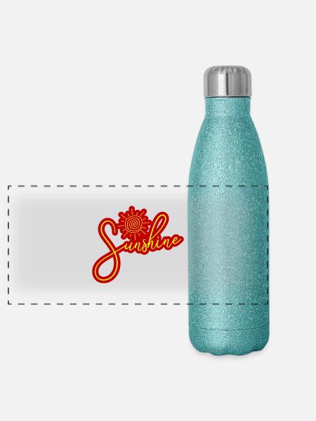 Sunshine Sun Icon - Panoramic Glitter Thermal Bottle 500 ml - blue glitter - Front