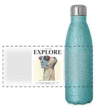 Explore - Panoramic Glitter Thermal Bottle 500 ml - blue glitter - Front