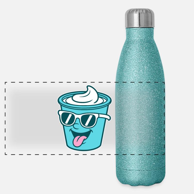 Crème Yoghurt Cream Cream - Mug with Sunglasses Panoramic Glitter Thermal Bottle 500 ml