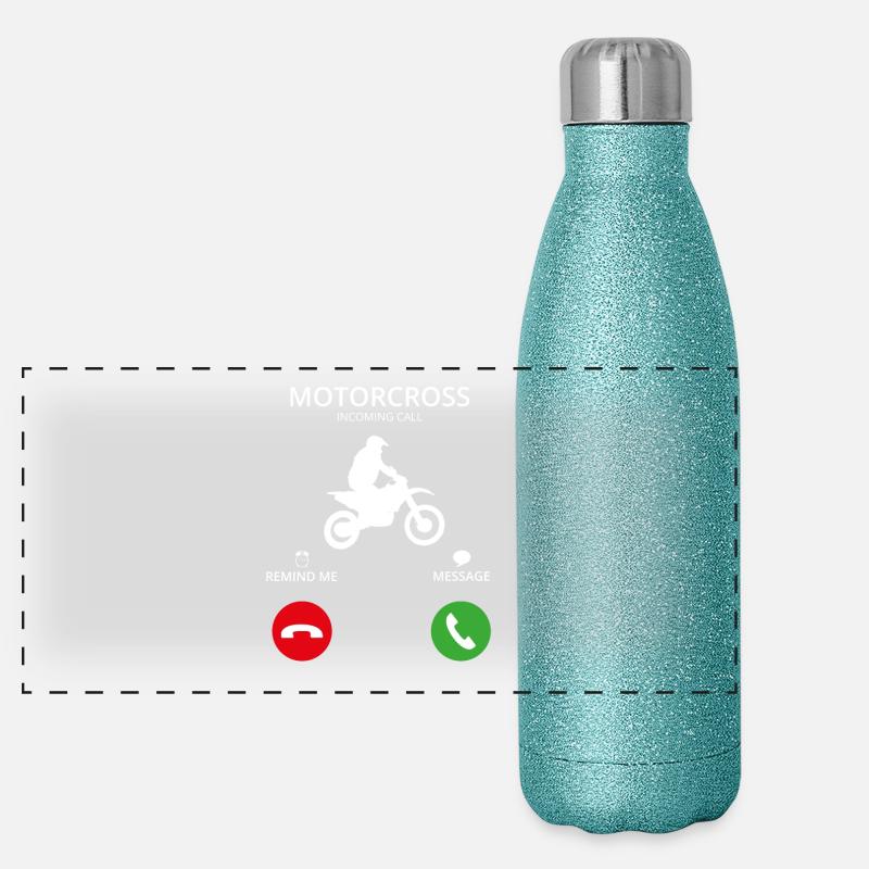 Call Mobile Anruf motorcross biker motorcycle bike Panorama Glitzer Isolierflasche 500 ml