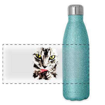 GXP Cat licks perfectly cat licks perfectly - Panoramic Glitter Thermal Bottle 500 ml - blue glitter - Front