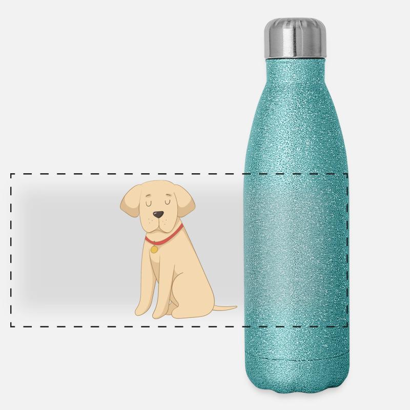 Labrador Gelb Panorama Glitzer Isolierflasche 500 ml