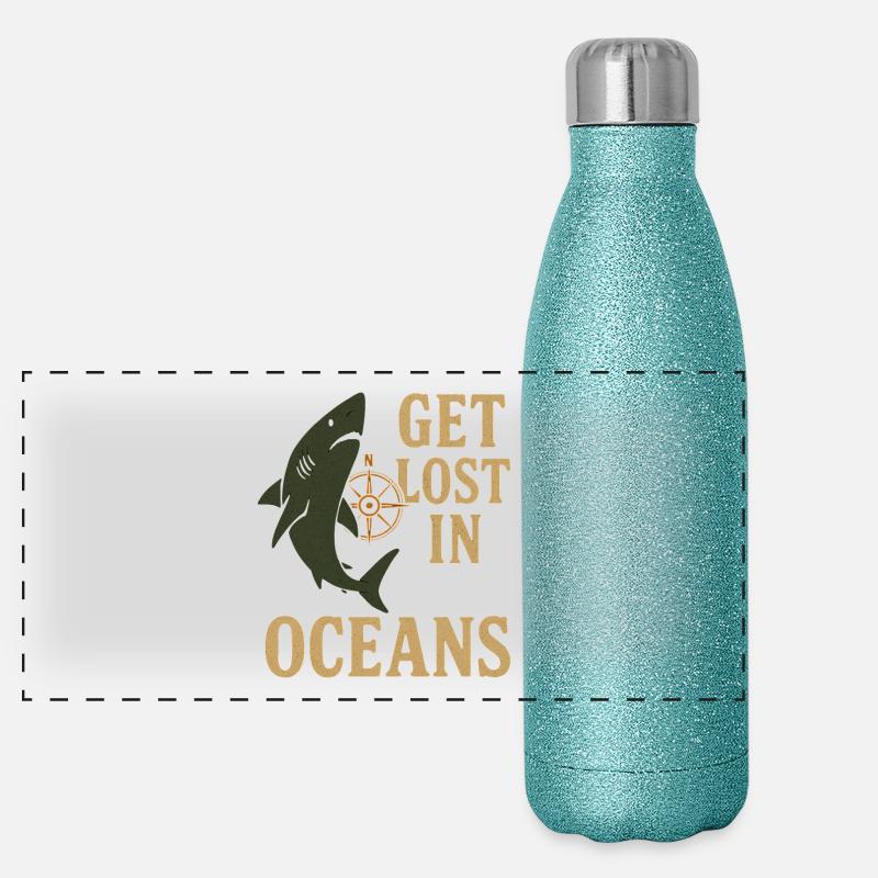 Get Lost in Oceans Nautik Panorama Glitzer Isolierflasche 500 ml