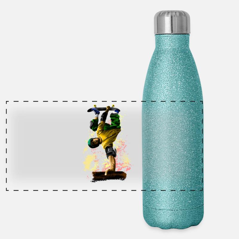 Skateboarding Panorama Glitzer Isolierflasche 500 ml