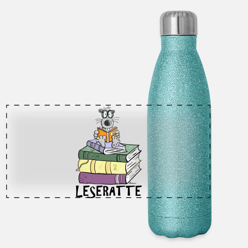 Leseratte Panorama Glitzer Isolierflasche 500 ml