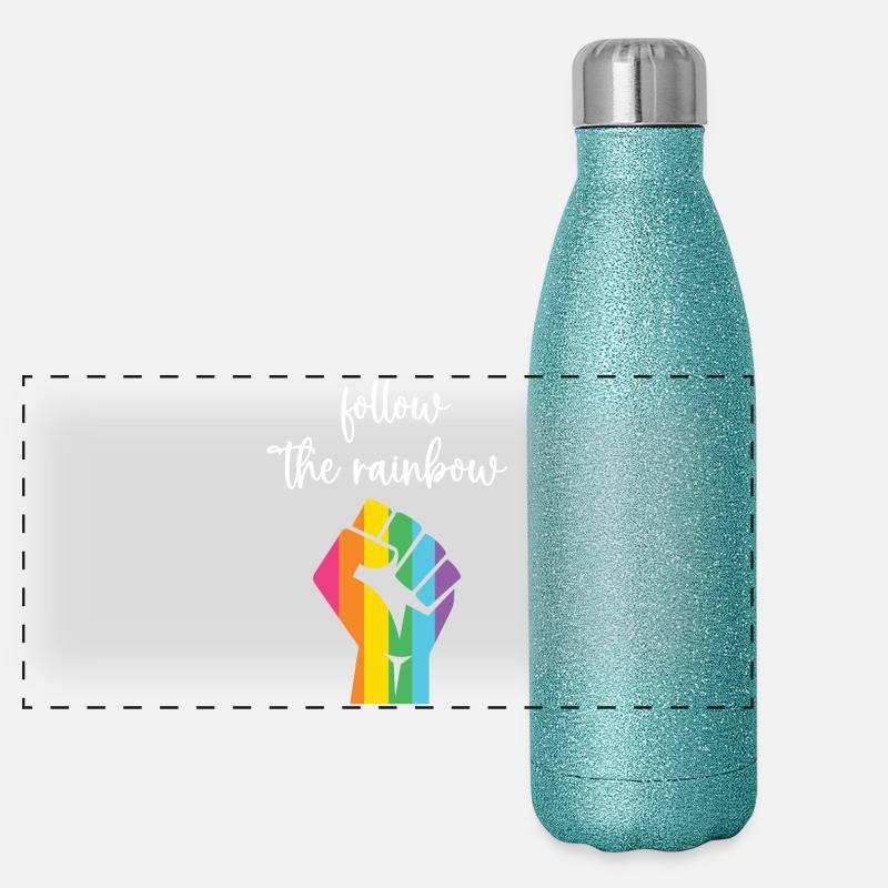 LGBT Pride Month - Folge dem Regenbogen Panorama Glitzer Isolierflasche 500 ml