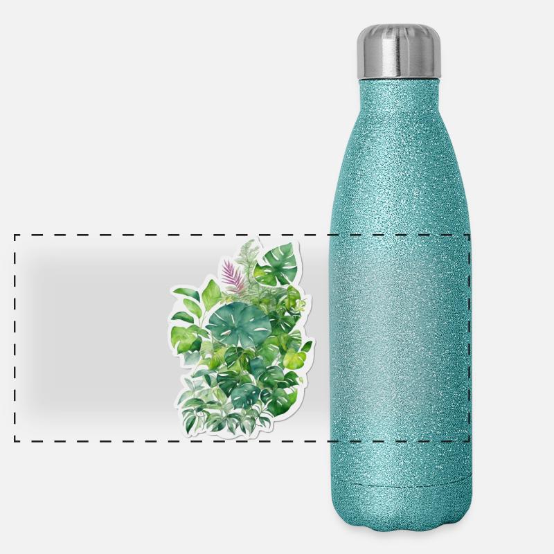 Feuilles de jungle Gourde isotherme panoramique pailletée 500 ml