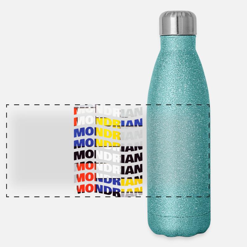 Mondrian wave text effect t-shirt Panoramic Glitter Thermal Bottle 500 ml