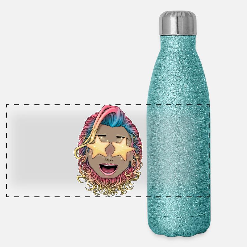 Lebendige Sternenaugen-Feier - Panorama Glitzer Isolierflasche 500 ml - Blau Glitzer