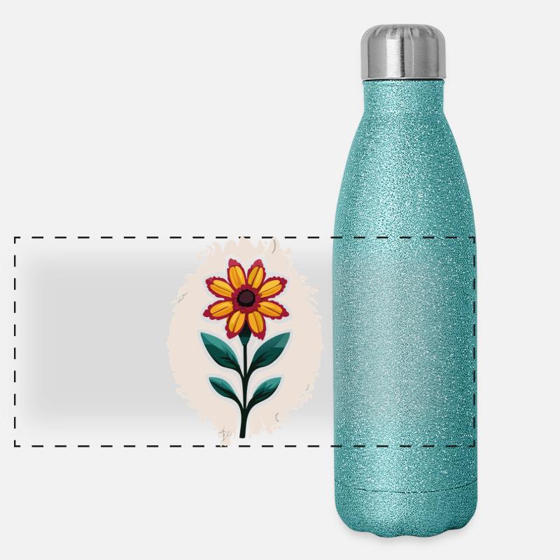 Eine wunderschöne botanische Blume, die Leben und Stil verleiht Panorama Glitzer Isolierflasche 500 ml