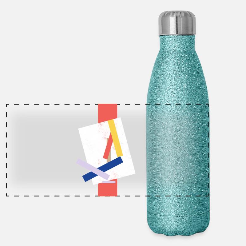 Abstrakte Farbblock Muster verzerrtes Gesicht Panorama Glitzer Isolierflasche 500 ml