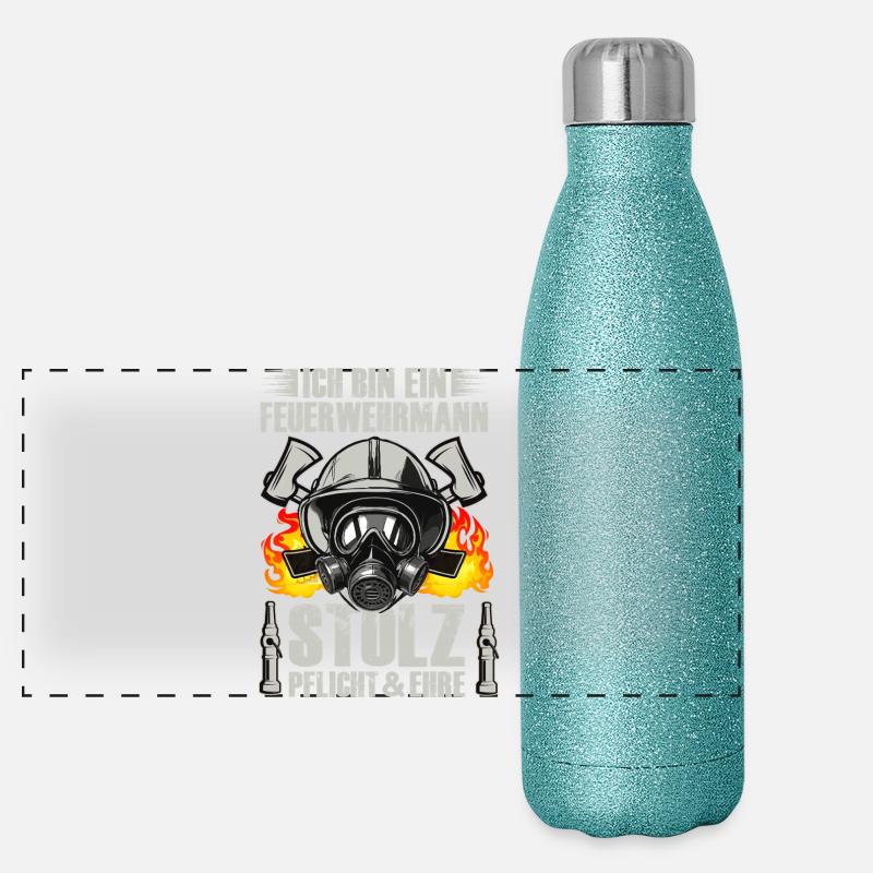 Feuerwehrheld Stolz und Pflicht 112 Panorama Glitzer Isolierflasche 500 ml