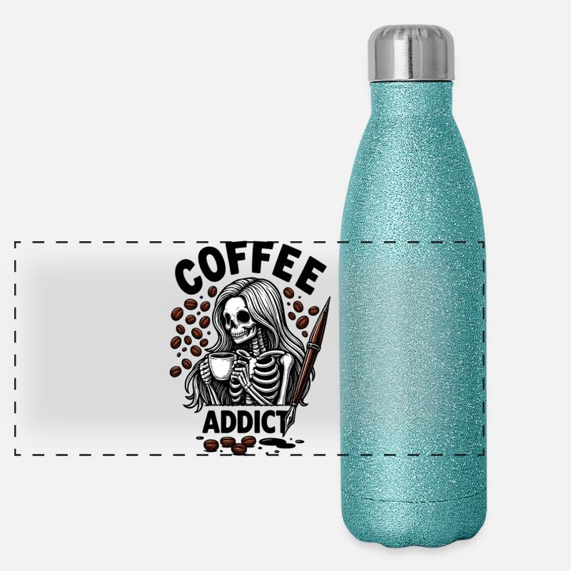 Kaffee bis zum Tod Panorama Glitzer Isolierflasche 500 ml