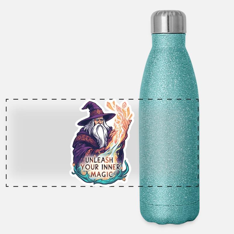 Alter Zauberer Magier – Unleash Your Inner Magic Panorama Glitzer Isolierflasche 500 ml