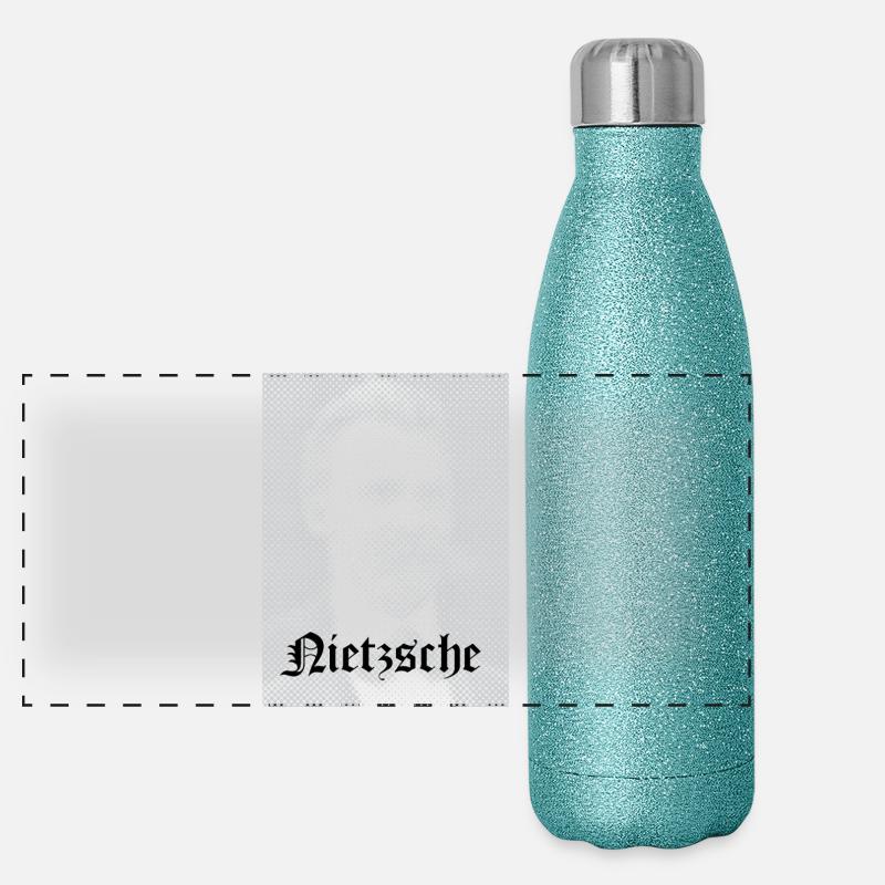 Halftone Philosophical Portrait Panoramic Glitter Thermal Bottle 500 ml