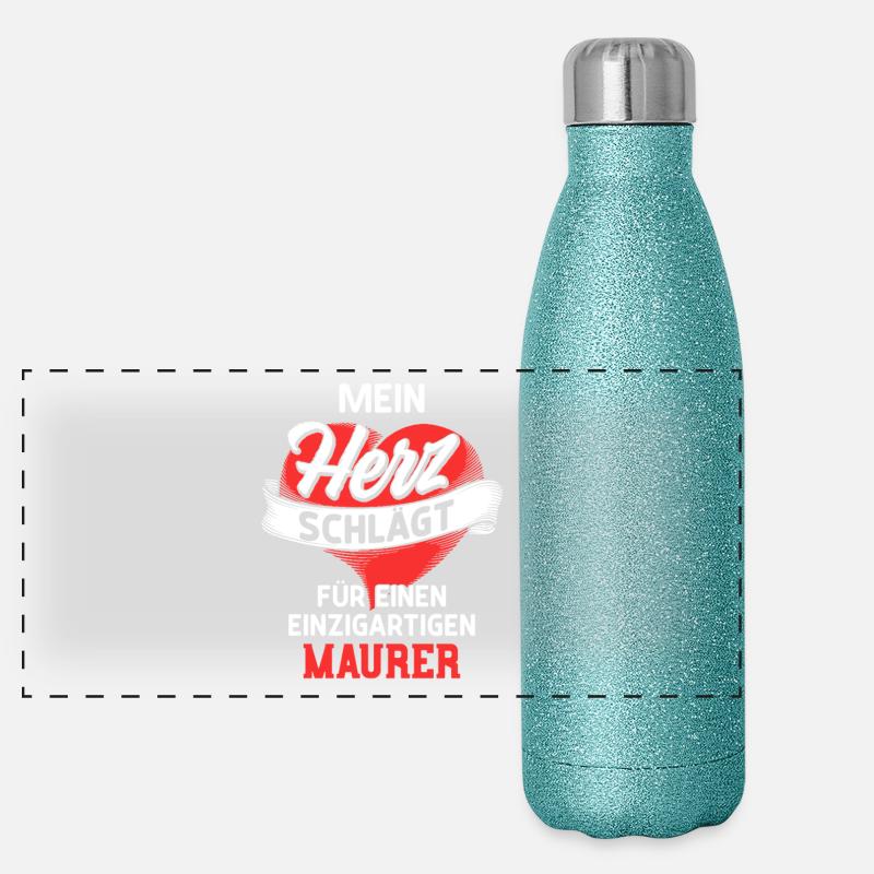 Heart beats for a bricklayer Panoramic Glitter Thermal Bottle 500 ml