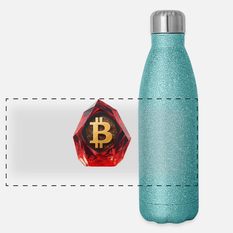 Edelstein Bitcoin Symbol Kryptowährung Panorama Glitzer Isolierflasche 500 ml