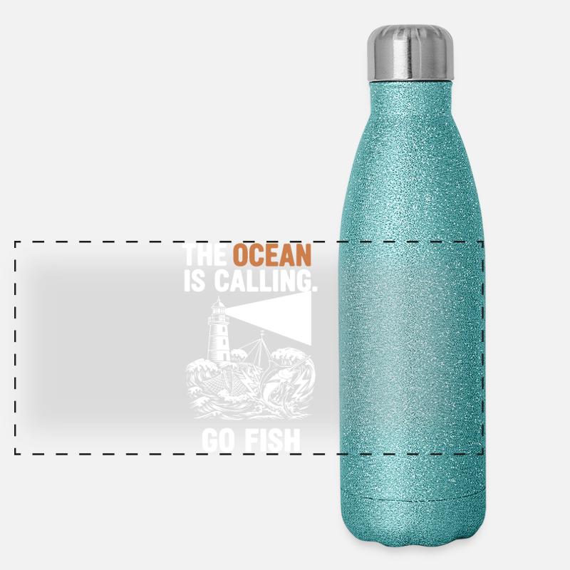 Pêche Mer Ocean Go Fish Panorama Glitzer Isolierflasche 500 ml