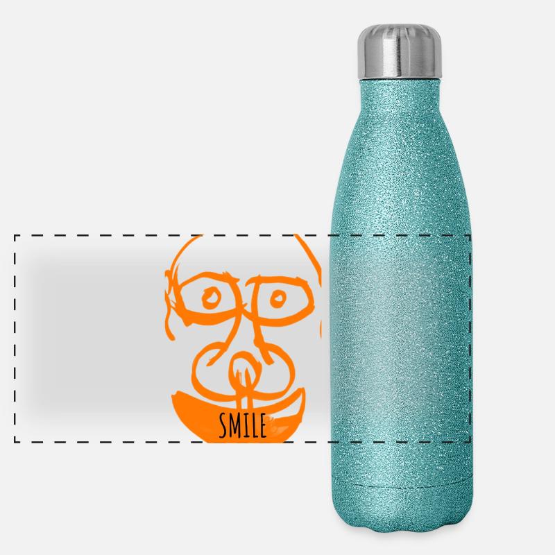 Orange Doodle Smile Panoramic Glitter Thermal Bottle 500 ml