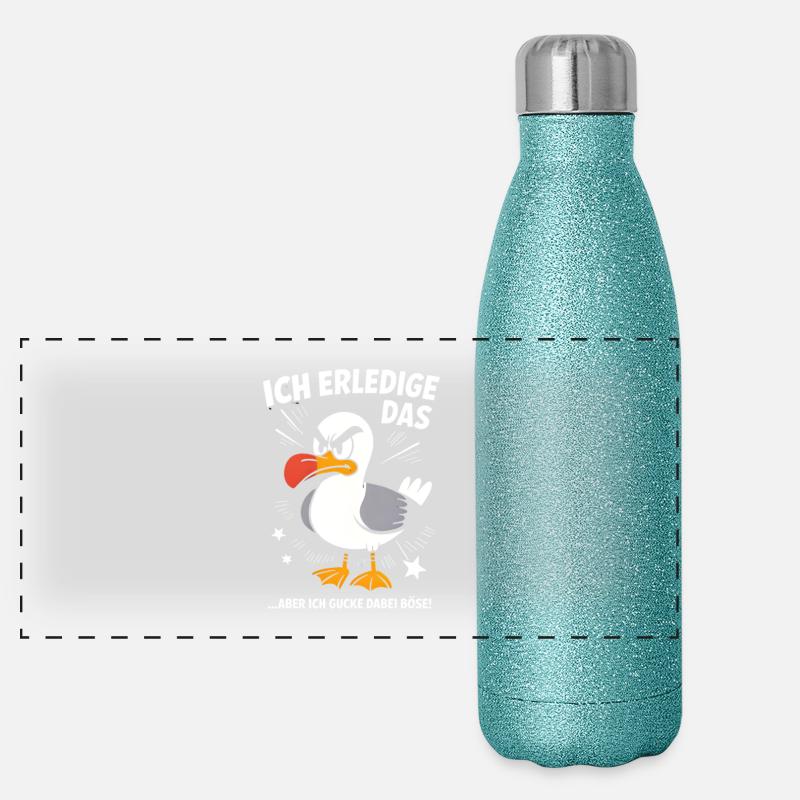 Möwe Seevogel Nen scheiss muss ich Panorama Glitzer Isolierflasche 500 ml