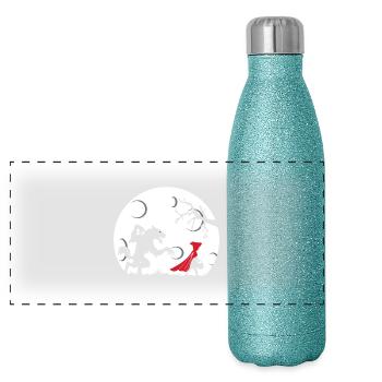Red Riding Hood - Panoramic Glitter Thermal Bottle 500 ml - blue glitter - Front