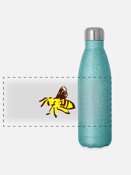 Honey Bee Insektenkunst -1 - Panorama Glitzer Isolierflasche 500 ml - Blau Glitzer