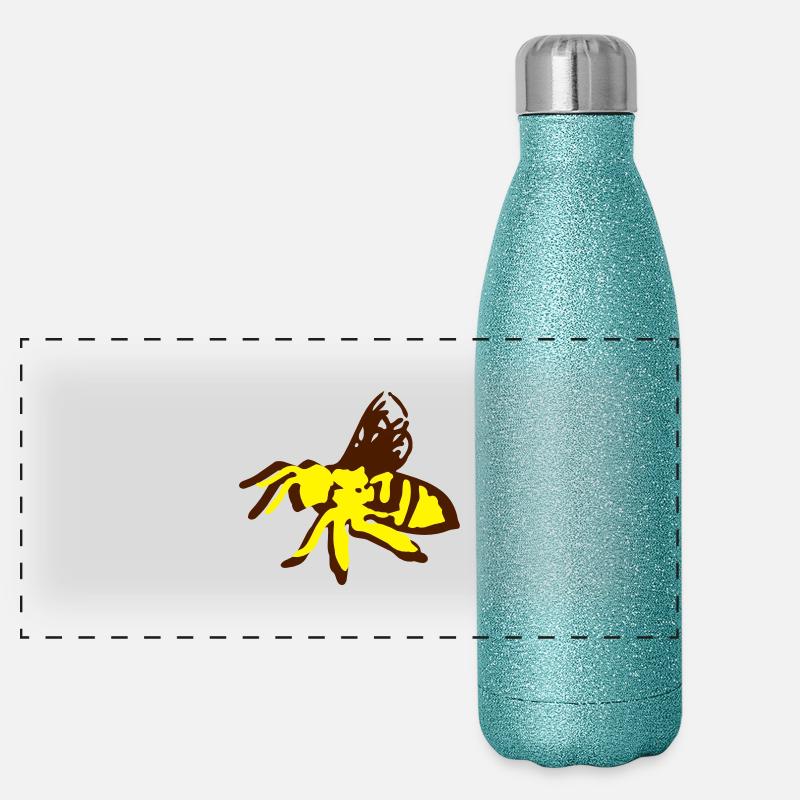 Honey Bee insect art -1 Panoramic Glitter Thermal Bottle 500 ml