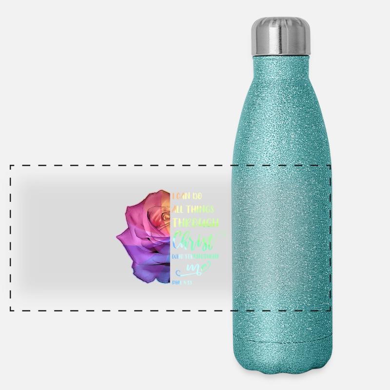I Can Do All Things Through Christ LGBT Jésus Gourde isotherme panoramique pailletée 500 ml