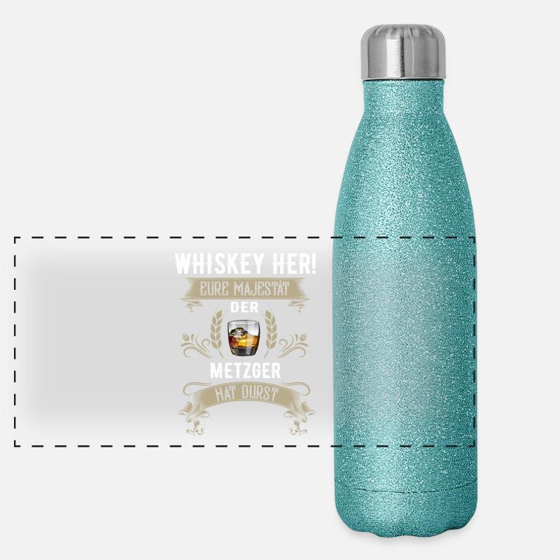 Whiskey her! Der Metzger hat Durst Panorama Glitzer Isolierflasche 500 ml