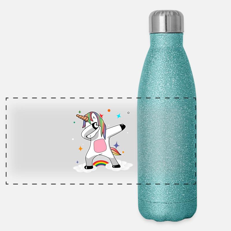 Rainbow Dabbing Unicorn Panoramic Glitter Thermal Bottle 500 ml