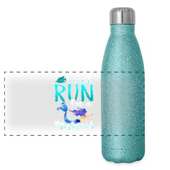 Meerjungfrau Mermaid Geschenk - Panorama Glitzer Isolierflasche 500 ml - Blau Glitzer - Vorne