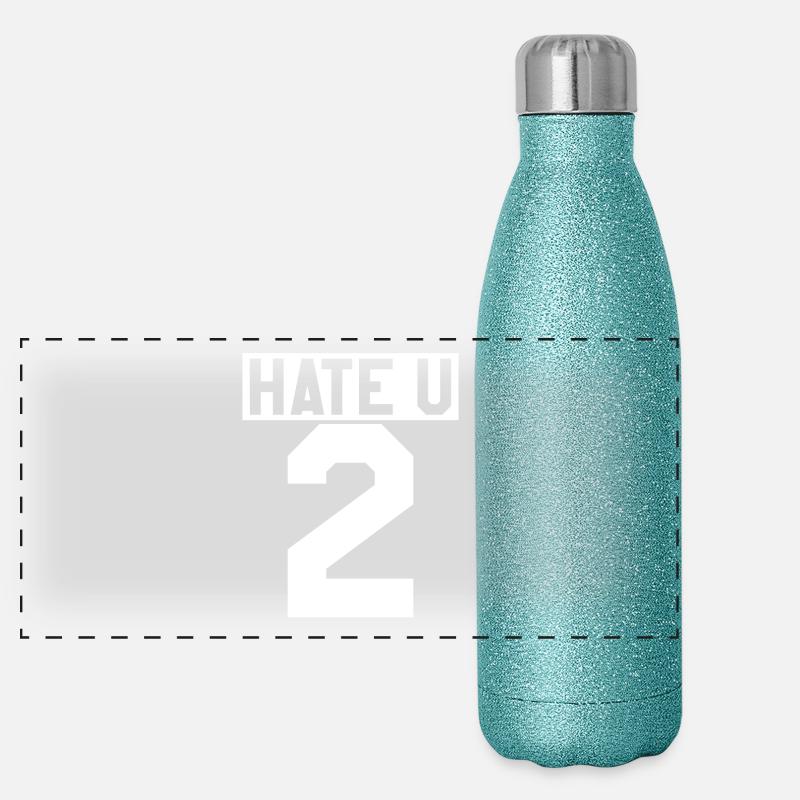 Hate U 2 Lifestyle Party Geschenk Panorama Glitzer Isolierflasche 500 ml