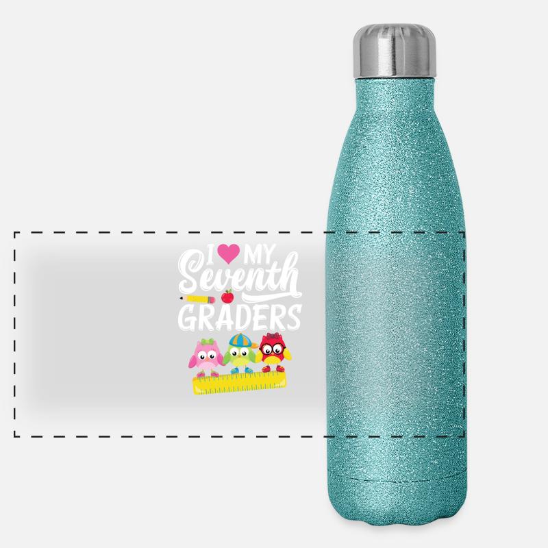 Aime mes professeurs de septième année Gourde isotherme panoramique pailletée 500 ml
