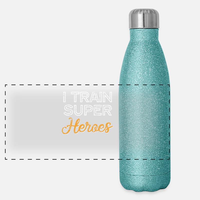 I Train Super Heroes Panorama Glitzer Isolierflasche 500 ml