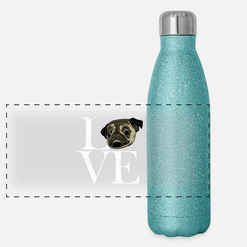Mops blanc Gourde isotherme panoramique pailletée 500 ml