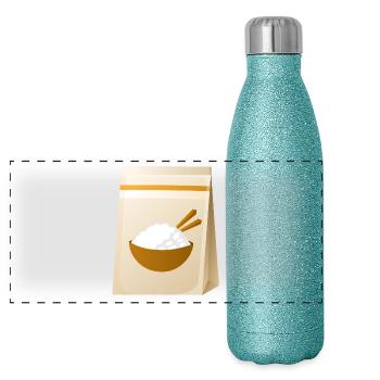 sushi rice rice chopsticks food food japan12 - Panoramic Glitter Thermal Bottle 500 ml - blue glitter - Front