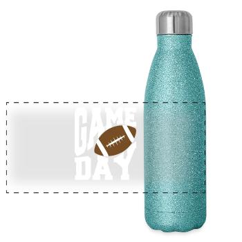 Football American USA US Christmas Xmas Superbowl - Panoramic Glitter Thermal Bottle 500 ml - blue glitter - Front