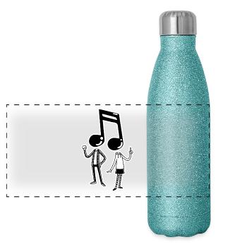 Musik - Menschen - Panorama Glitzer Isolierflasche 500 ml - Blau Glitzer - Vorne