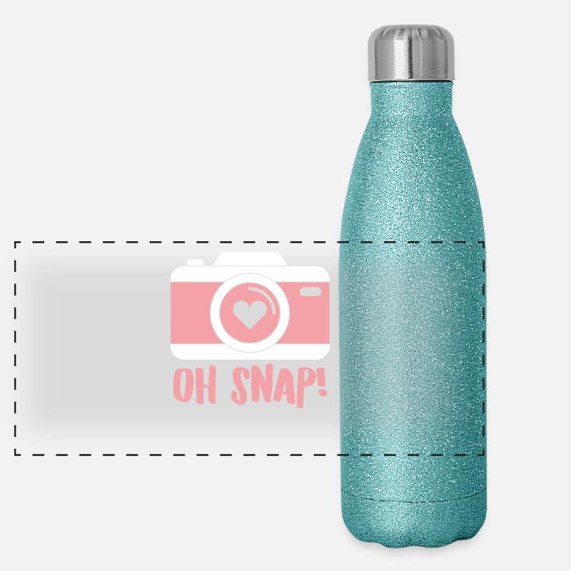 Photographe - Caméra - Présent - Photographier Gourde isotherme panoramique pailletée 500 ml