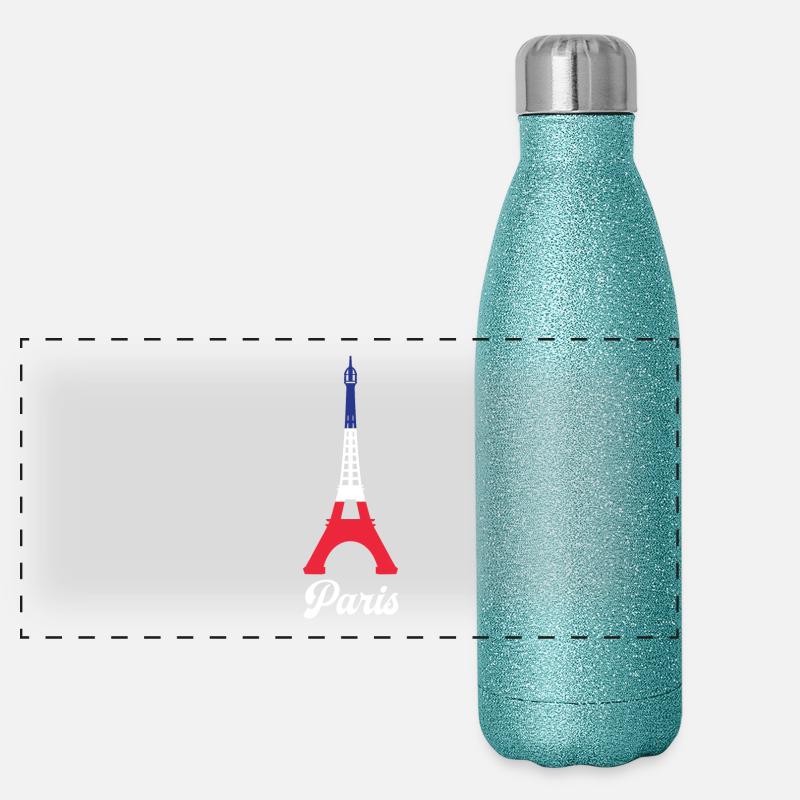 Paris France Drapeau Couleur Tour Eiffel Français Gourde isotherme panoramique pailletée 500 ml