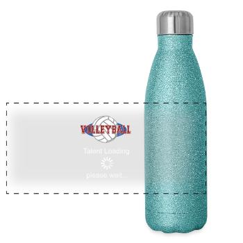 talent de volley-ball est un cadeau chargé - Gourde isotherme panoramique pailletée 500 ml - paillettes bleues - Devant